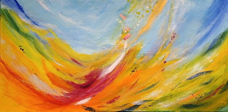 429.jpg - Napsugárból, pókfonálból - 30 x 60 cm, akril, vászon