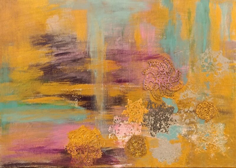 433.jpg - Csipkés karácsony - 50 x 70 cm, akril, vászon